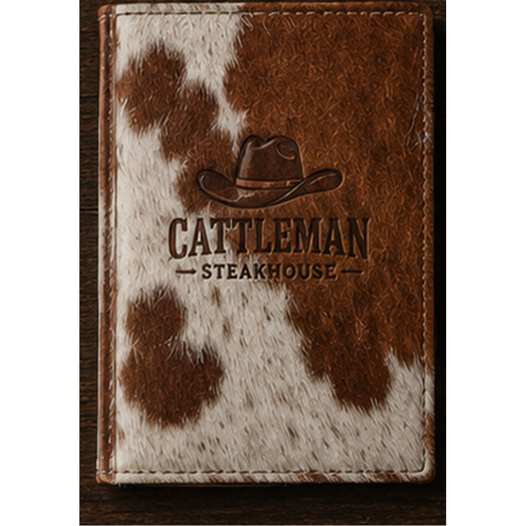 Cattleman Menu Cover, Hereford Cowhide