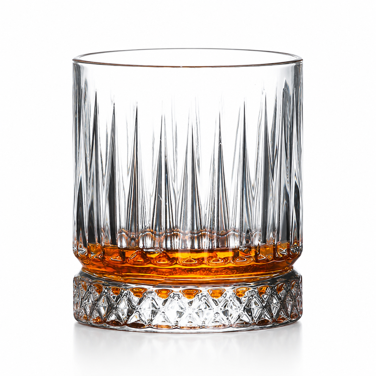 Vertical Ribbed Diamond Base Whiskey Glass