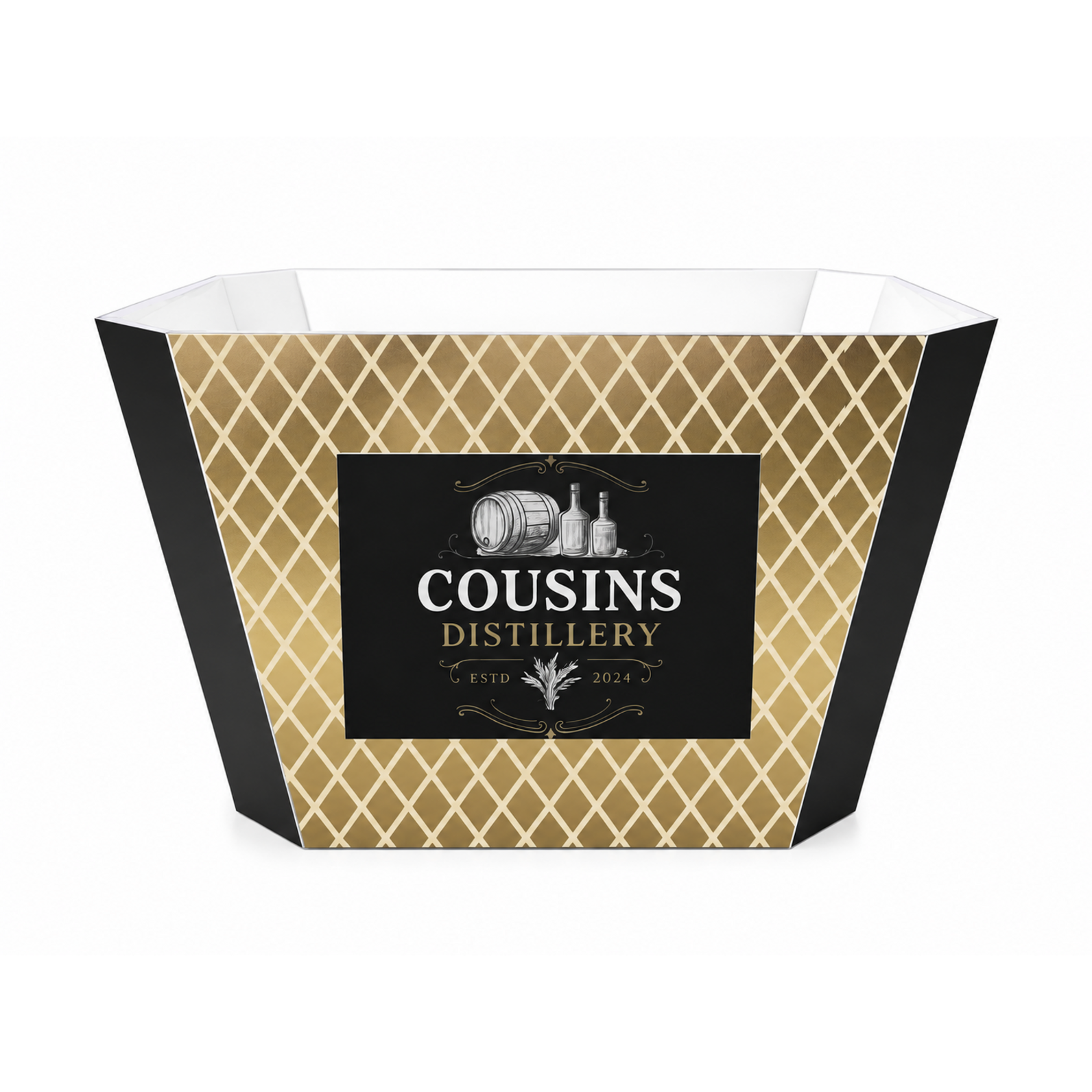 Ice Bucket Display Stand, Acrylic Multi-Bottle, gold lattice