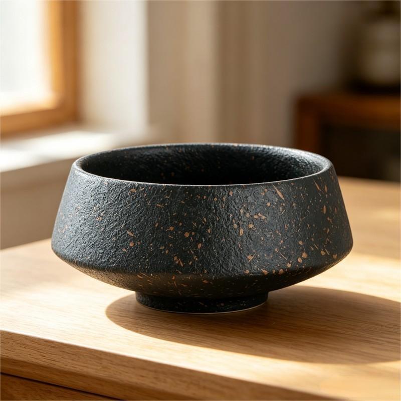 Black Speckled Copper Glaze Ceramic Bowl