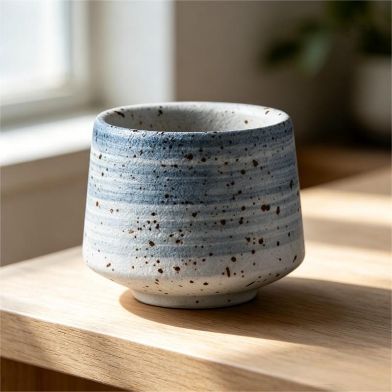 Blue and White Speckled Ombre Ceramic Bowl