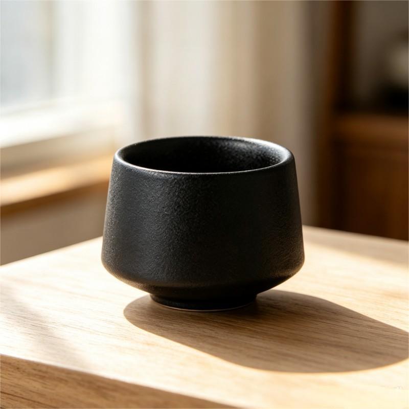 Matte Black Tapered Ceramic Bowl