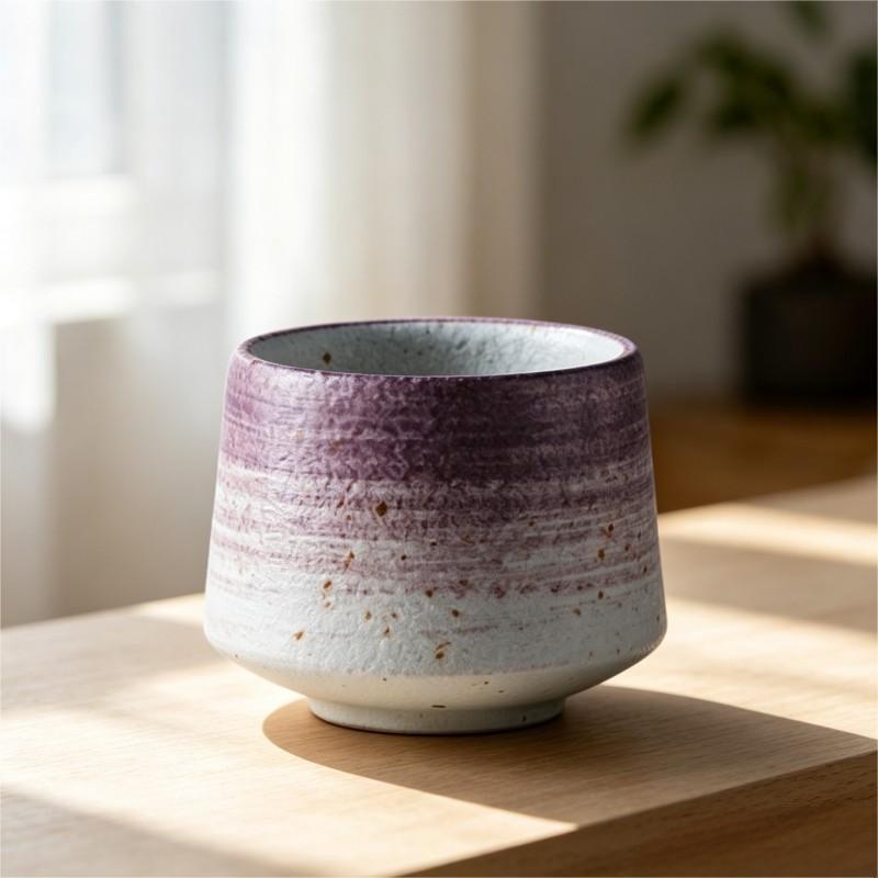 Purple to White Ombre Speckled Ceramic Bowl