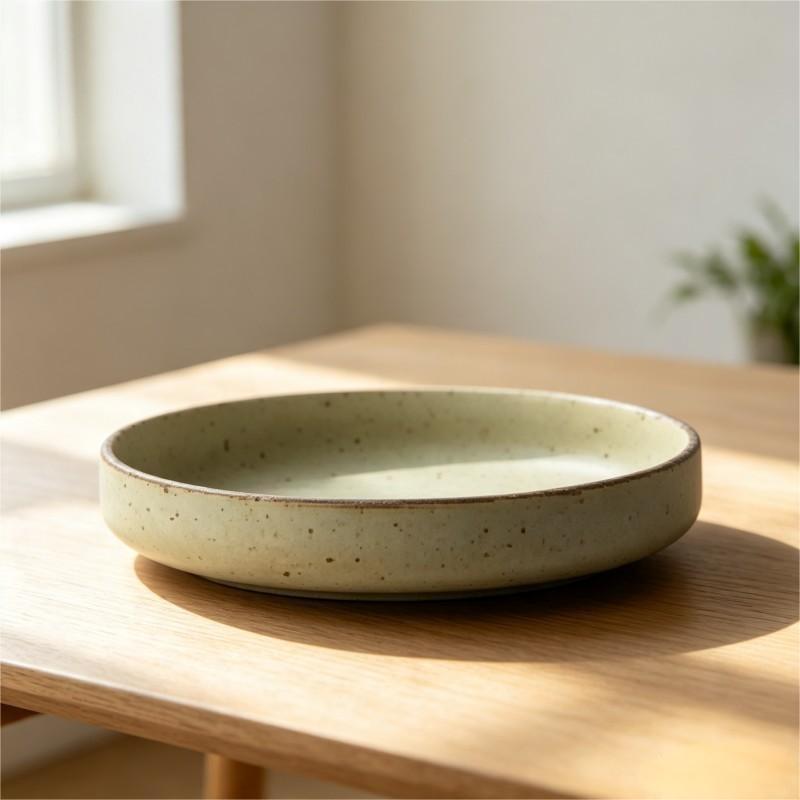 Sage Green Speckled Ceramic Serving Plate