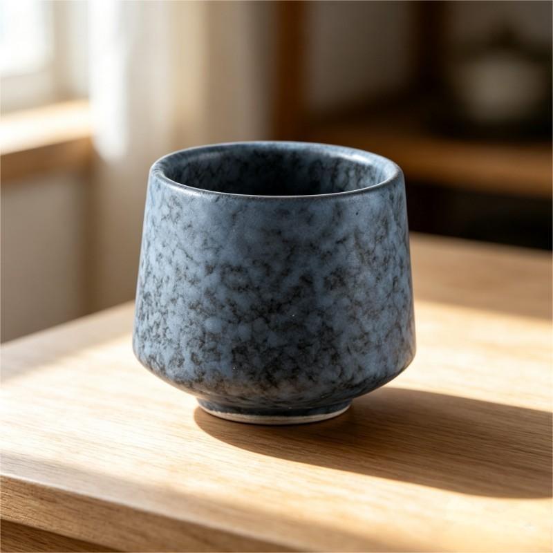 Slate Blue Mottled Glaze Ceramic Bowl
