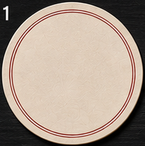 Cream Round Coaster, Red Border