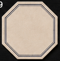 Cream Octagonal Coaster, Double Navy Border