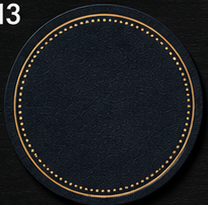 Navy Round Coaster, Gold Dotted Border