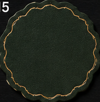 Racing Green Scalloped Coaster, Gold Trim