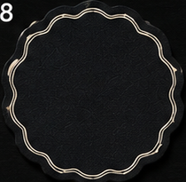 Black Scalloped Coaster, Silver Border