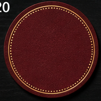 Crimson Round Coaster, Gold Dotted Border
