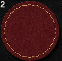 Crimson Round Coaster, Gold Wave Border