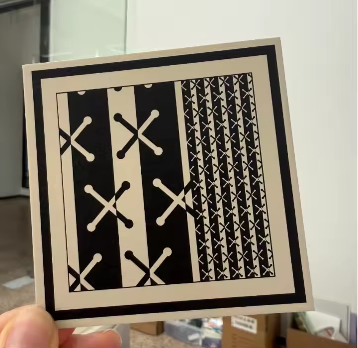 Square Coaster, Two-Tone Geometric Print