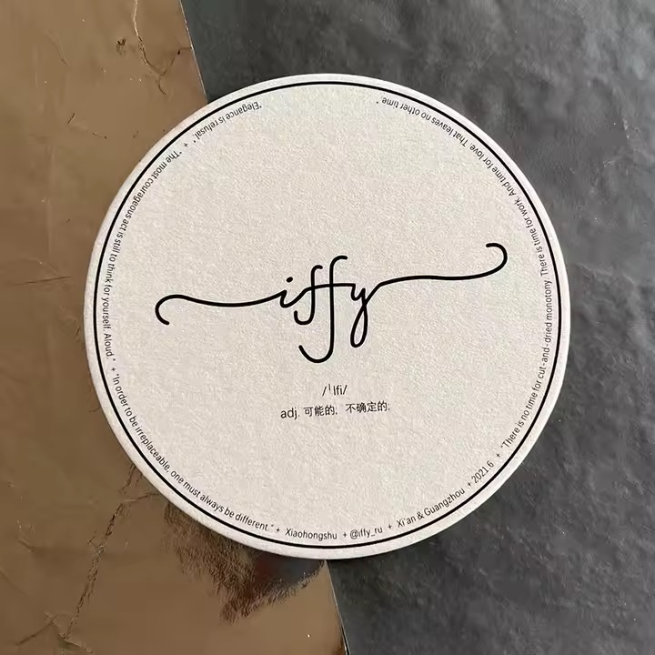 Round Coaster, Fine-Line Script Print