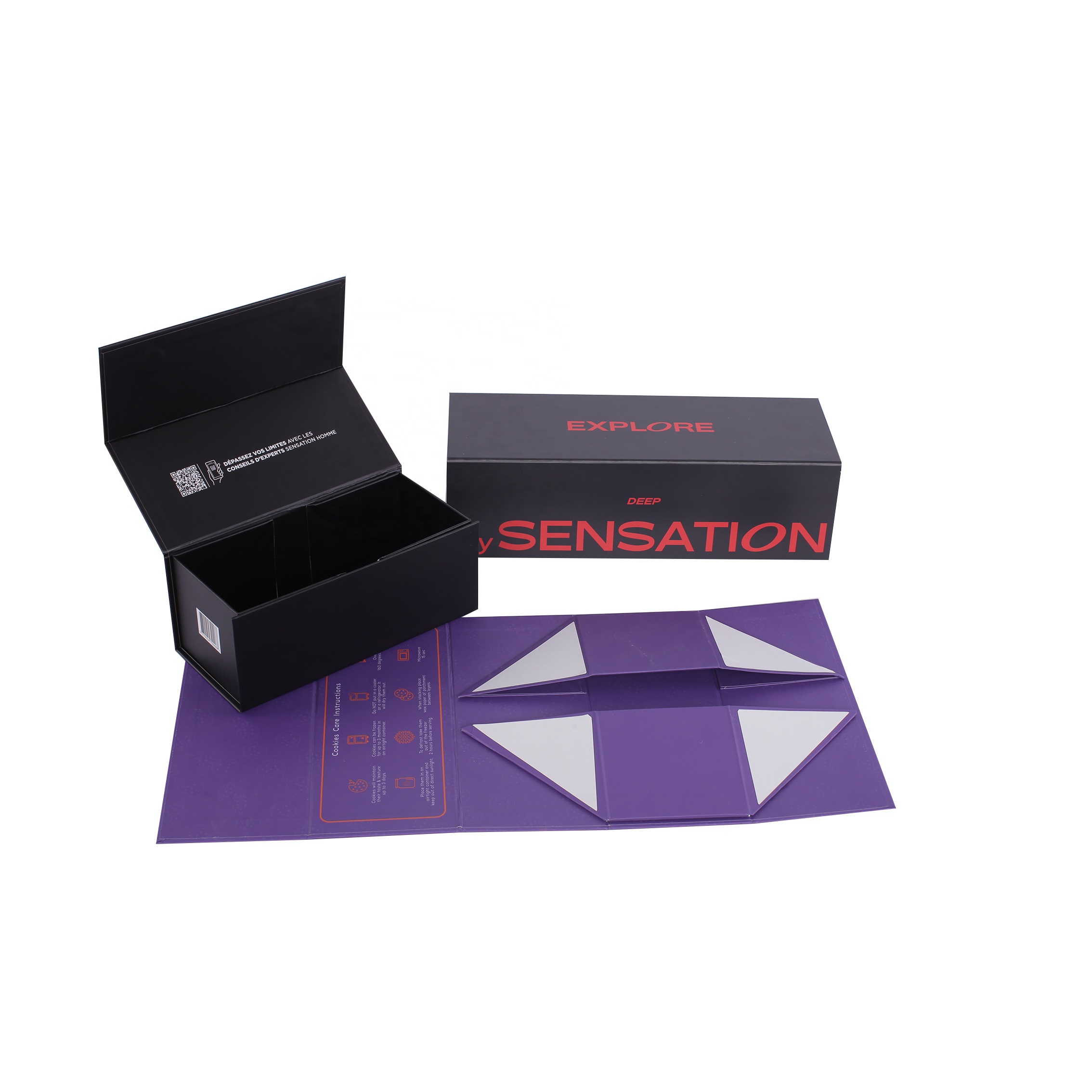 Black Explore Sensation Branded Box and Purple Cookie Care Card Set