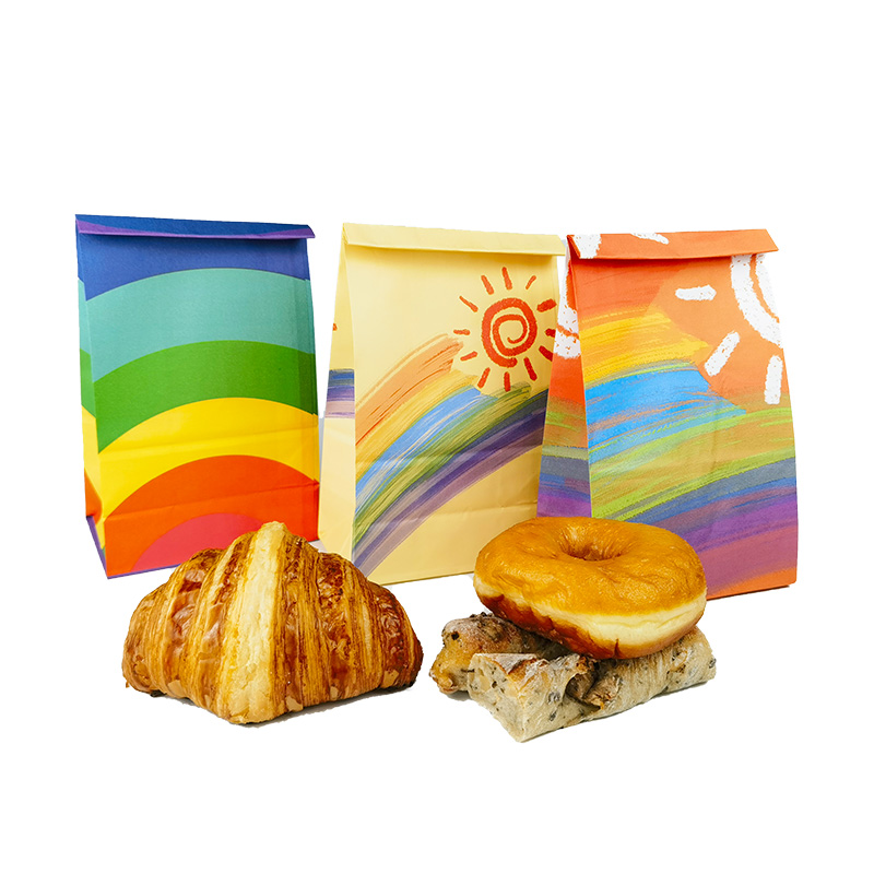Rainbow Painted Bread Bags Trio with Croissant and Donut