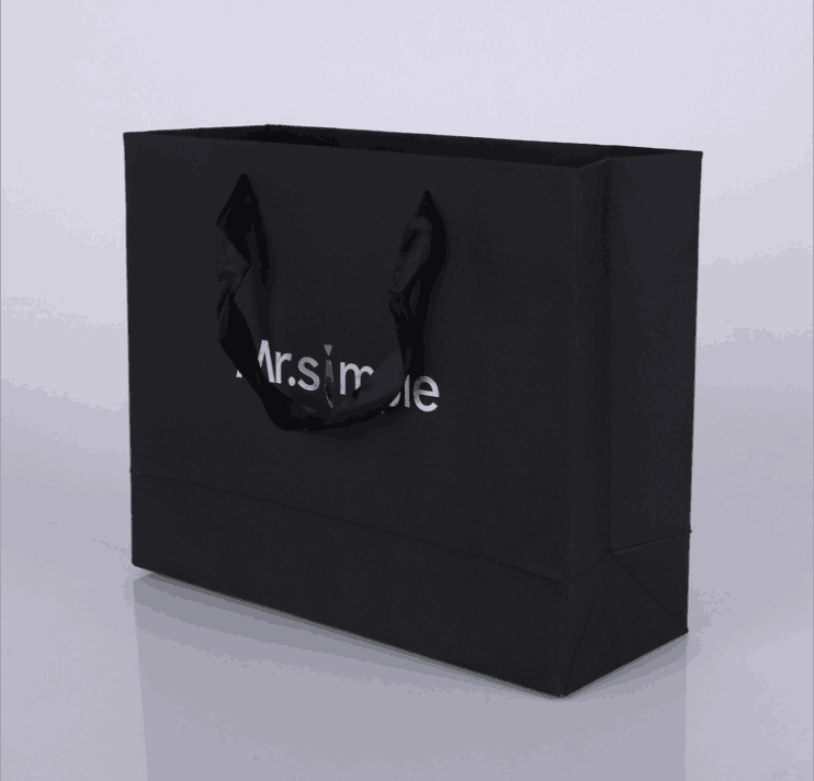 Black Mr Simple Branded Shopping Bag