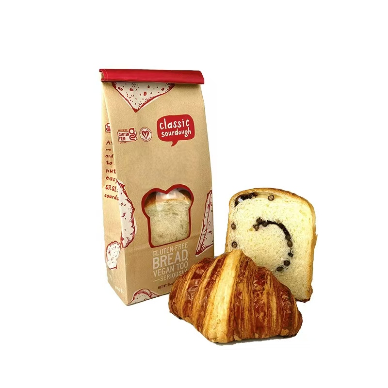 Kraft Paper Classic Sourdough Bread Bag with Bread and Croissant