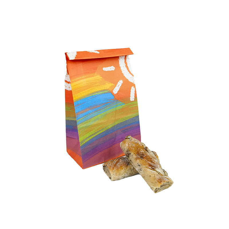 Orange Rainbow Sun Print Bread Bag with Baguette