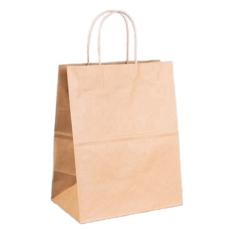 Plain Kraft Brown Paper Bag with Rope Handles