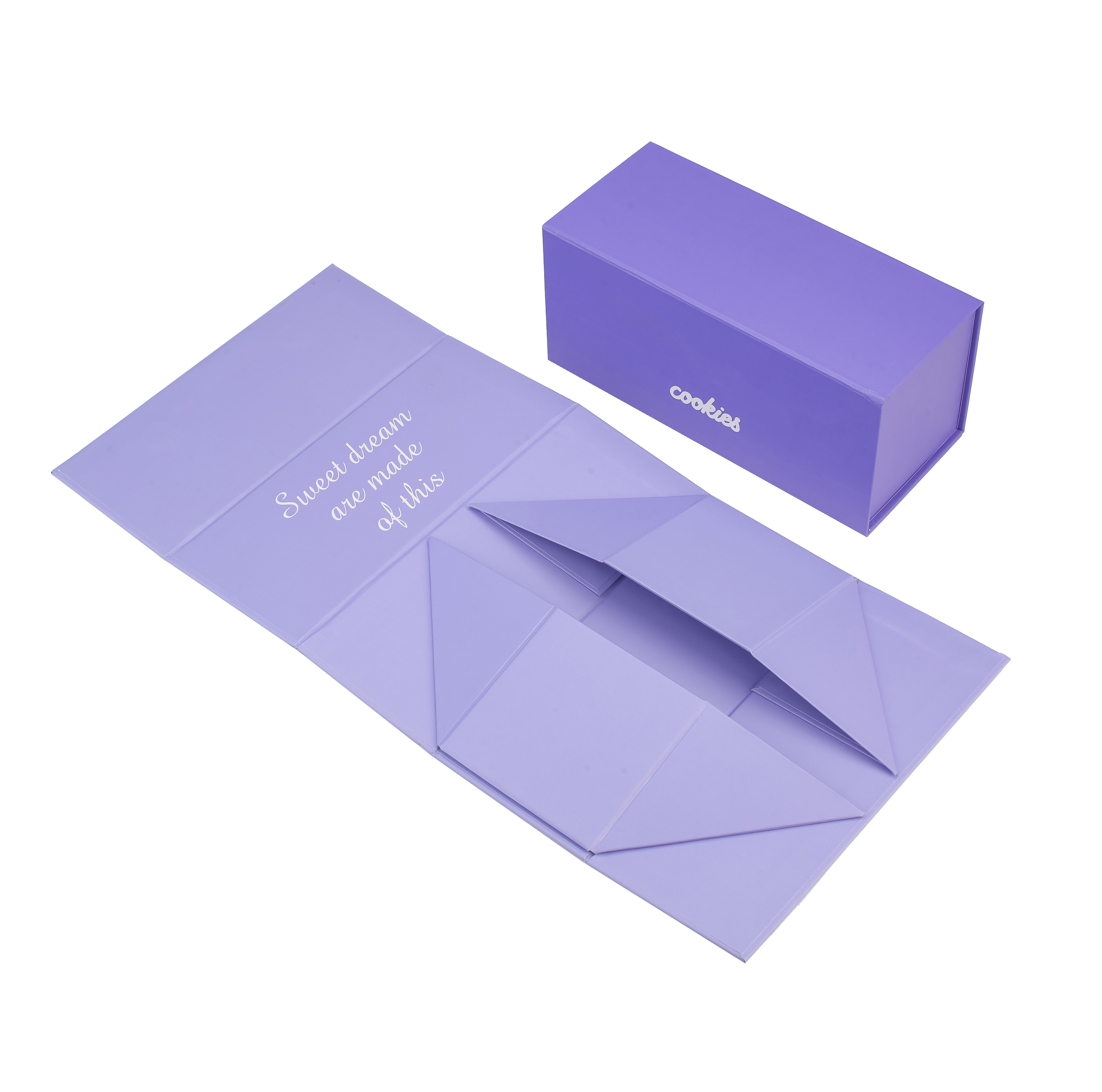 Purple Cookies Branded Box Open with Sweet Dreams Message