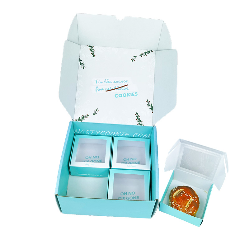 Turquoise Nasty Cookie Box Open with Oh No Its Gone Message and Pretzel