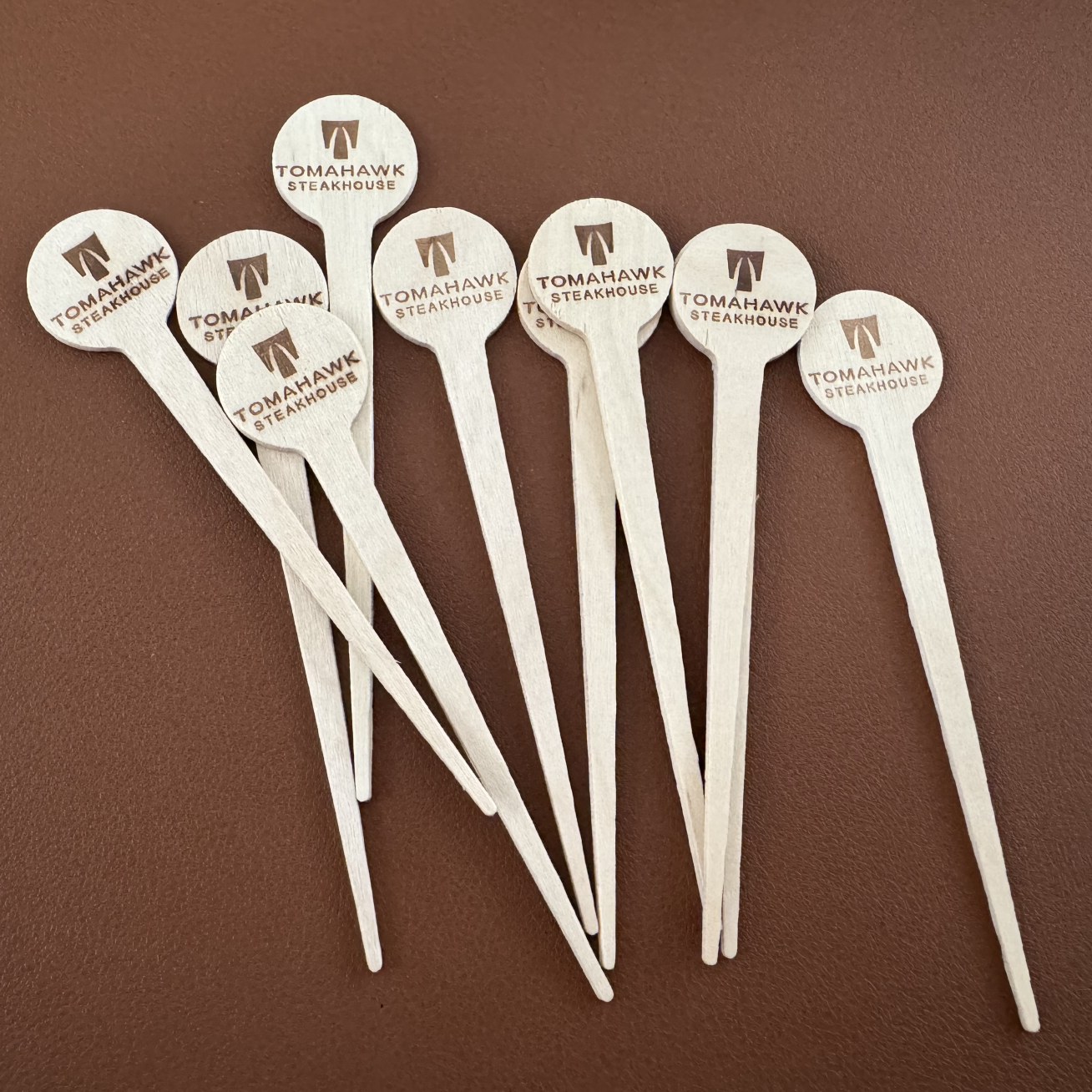 Bamboo Round-Top Picks, White Head with Logo Print