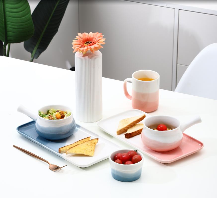 Gradient Glaze 4.5" Breakfast Round Bowl With Single Handle