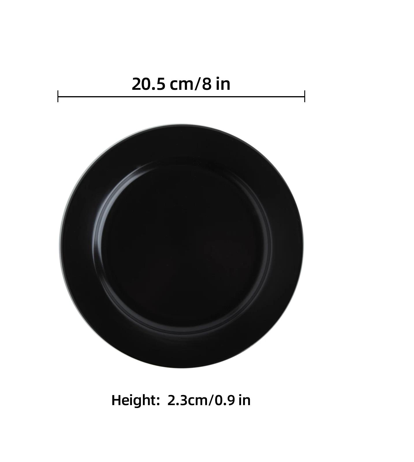 Matte Black Flat Dinner Plate 8"