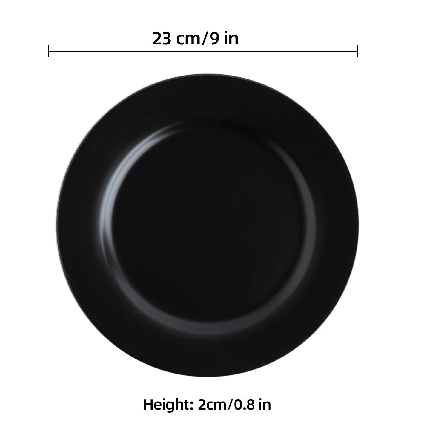 Matte Black Flat Dinner Plate 9"