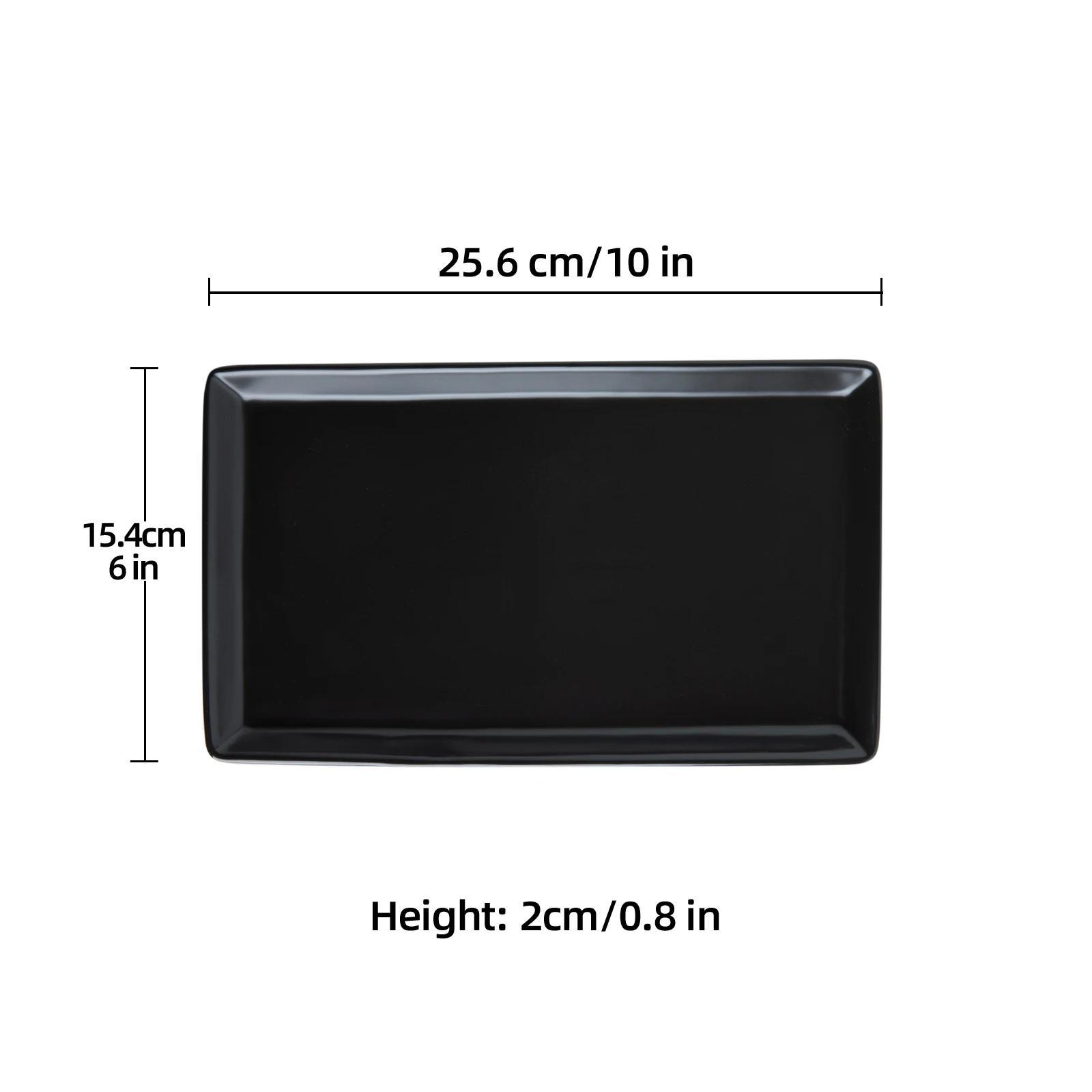 Matte Black Rectangle Steak Plate 10"