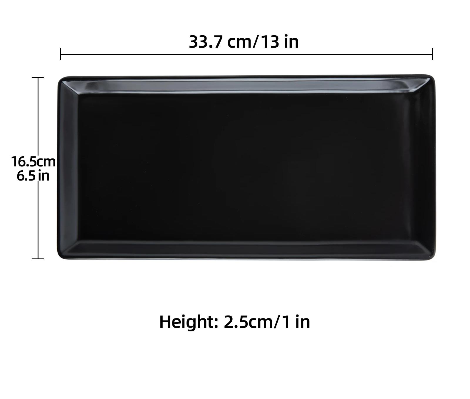 Matte Black Rectangle Steak Plate 13"