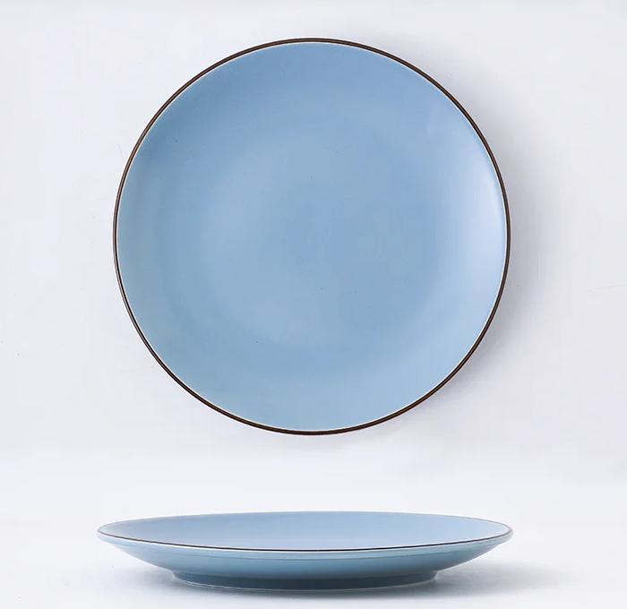 Porcelain Dinner Set Round Flat Plate 8", Blue