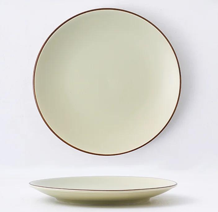 Porcelain Dinner Set Round Flat Plate 8", Khaki