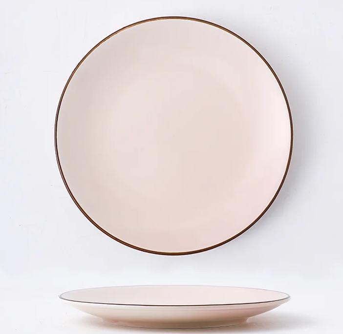 Porcelain Dinner Set Round Flat Plate 8", Pink