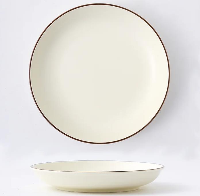 Porcelain Dinner Set 8" Round Flat Plate 205mm, Beige