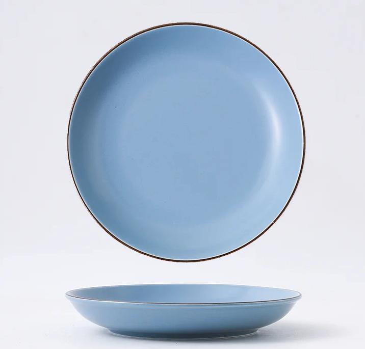 Porcelain Dinner Set 8" Round Flat Plate 205mm, Blue