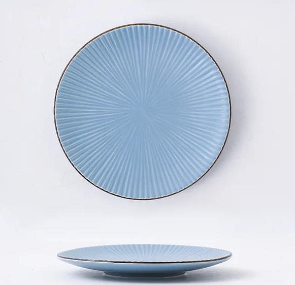 Porcelain Dinner Set Round Striped Plate 6", Blue